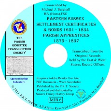 Settlement Certificates &  Parish Apprentices - Eastern Sussex 1575-1837 